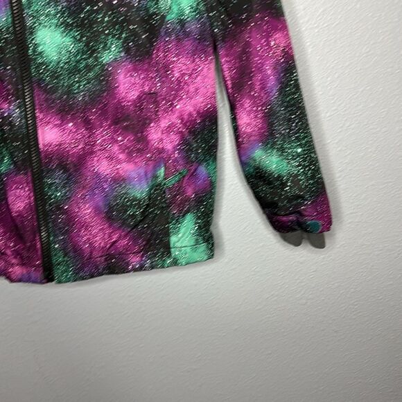 Lands End Insulated Purple Green Sky Space Scene Hooded Jackets Size M (10-12) - Picture 4 of 11